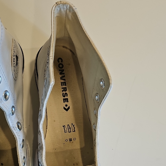 Converse Women's High Top Sneakers White Black Trim Leather Upper Women's 7.5 - Picture 12 of 12